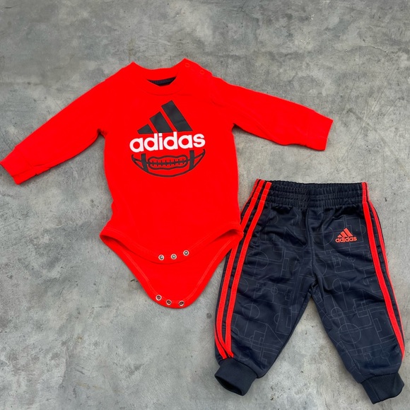 adidas Other - Adidas boys 6 month orange football long sleeve shirt and pants outfit